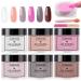 Lofuanna 6 Colors Dip Powder Nail Kit Starter-Professional Dip Powder Red glitter Purple glitter Nude Pink Clear Dipping Kit -Nail Art Design Kit French Dip Manicure DIY Salon Gifts All seasons