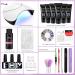 Poly Nail Gel Starter Set with 36W UV/LED Lamp | Phoenixy Blu Purple 6 Colors Base & Top Coat Perfect Gift! - Buy Online on SooperMarket.com