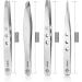 Professional Stainless Steel Eyebrow Tweezers Set - 4 Pieces with Travel Case by Hobri International - Perfect Beauty and Personal Care Tool - Buy Online on SooperMarket.com