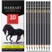 Professional Drawing Set - MARKART 10 Pieces Soft Medium and Hard Charcoal Pencils for Drawing, Sketching, Shading, Pencils for Beginners & Artists Black