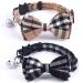 SuperBuddy Cat Collars Breakaway with Cute Bow Bell - 2 Pack Kitten Collar Plaid Cat Collar with Removable Bowtie Cat Collar for Cats Kittens brown-black