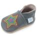 Dotty Fish Soft Leather Baby Shoes. Toddler Shoes for Boys. Non-Slip Suede Soles. 0-6 Months - 4-5 Years 6-12 Months Grey Rainbow Star