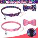 EXPAWLORER Breakaway Cat Collar 2 Pack with Bow tie and Bell - Cute Kitten Safety Collars - Plaid Dinosaur Universe Pattern Purple - Buy Online on SooperMarket.com