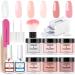 Dip Powder Nail Kit Dipping Powder Starter Kit Nail Dipping Powder Kit Nail Powder Dip Kit Starter Set-6 Colors Dip Acylic Powder with 2-In-1 Base Top Coat Activator Manicure Set for DIY Nail Salon Set 2 clear