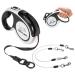 EXPAWLORER Chew Proof Retractable Dog Lead - Reflective Dual Extendable Dog Lead for 2 Dogs No Tangle with 2 Strong Wire Ropes 5M/16FT Heavy Duty Double Dog Lead for Small Medium and Large Dogs