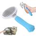 ZIMACATE 2024 New cat brush Dog brush ergonomic handle & one-click cleaning & patented design Self-cleaning brush for short & long-haired dogs/cats/rabbits lower wool brush (blue)