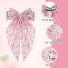 Andibro Pink French Bow Hair Clip Flower Pattern Ribbon Bow Hairpins Long Tail Big Bow Barrettes Soft Silky Satin Hairclips 90's Aesthetic Hair Accessories Decor with Metal Clip for Women - Buy Online on SooperMarket.com