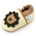 Dotty Fish Soft Leather Baby Shoes for Boys. Toddler Shoes. Non Slip. Animal Designs for Boys and Girls. 0-6 Months - 4-5 Years 6-12 Months Cream and Brown Lion