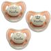 Pacifier for baby about 6-30 months three-pack 3 pieces with engraving personalizes your text personalize nip made of silicone.Heart crown and star plus name of the child