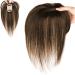 Hair Topper With Bangs 9.8 Inch Long Human Hair Toppers Women Silk Base Clip In Hair Extensions Natural Looking Hairpiece for Daily Use Natural (Brown) - Buy Online on SooperMarket.com