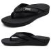 V.Step Adjustable Orthopedic Flip Flops with Arch Support for Women Men  Orthotic Leather Thong Sandals Plantar Fasciitis Flipflops  Black M10/W11 11 Women/10 Men Black