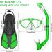 WANFEI Kids Mask Fin Snorkel Set - Dry Top Snorkel, Diving Flippers, Panoramic View Diving Mask - Green | Snorkeling Gear for Boys and Girls - Buy Online on SooperMarket.com