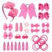 SKHAOVS 33 Pieces Pink School Girls Hair Accessories Kit Girls Hair Accessories Set Pink Bows Hair Ties Baby Hair Cips for Girls Hair Accessories for Girl Teen Toddler Birthday Gift(Pink)