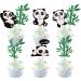 24 pieces panda tortendeko glitter green bamboo cupcake toppers cute animal bear cake decorations cake toppers for baby shower children birthday panda topic party supplies pattern1-panda