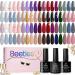 Beetles Gel Nail Polish Kit 36 Colors with Base Gel Glossy & Matte Top Coat 2023 Popular Colors Gel Polish Set Pink Red Green Black All Seasons Solid Sparkle Glitters Colors Gift for Women All Favorites-36 Colors