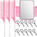 10 Pieces Hair Parting Ring 3 Pieces Steel Rat Tail Braiding Comb for Parting and Magnetic Wrist Pin Hair Parting Selecting Tool Parting Combs for Braiding (Pink  Silver)
