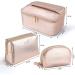 MAANGE 3 Pcs Portable Travel Makeup Bag Set - Waterproof Cosmetic Organizer with Gold Zipper for Women and Girls (Rose Gold) - Buy Online on SooperMarket.com