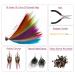 Feather Hair Extensions Kit: 16 Inches 50 Strands Colored Hair Extensions with Rooster & Peacock Feather Earrings - Ideal Christmas Hair Accessories for Women and Girls - Buy Online on SooperMarket.com