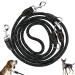 Toivize dog leash large dogs 3m adjustable double linen made of nylon with reflective stripes with 2 carabin hooks and 3 rings black