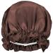 moonsix Women Natural Silk Night Cap Satin Elastic Head Cover Sleep Bonnet for Hair Care  Brown 1-brown