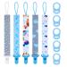 5 Pcs Dummy Clips with 5 Pcs Silicone Adapter PP Material Baby Pacifier Clip for Boys Soother Chain Holder Straps Teething Clips for Baby Teething Toys Baby Shower (Blue)