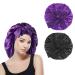 Classycoo Satin Sleeping Bonnet  2PCS satin hair bonnet  Large Satin Sleep Bonnet  adjustable silk bonnet for sleeping satin silk bonnet for Women Men satin bonnet silk bonnet hair bonnet for sleeping Black+purple