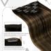 Laavoo Brown Balayage Clip In Extensions - Remy Human Hair Ombre Dark to Light Brown 10pcs 40cm Thick Real Hair #2/8/2 - Buy Online on SooperMarket.com