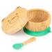 Suction Bowl with Lid and Spoon for Babies and Toddlers Stay Put Feeding Bowl Natural Bamboo Wood for Easy Clean Tableware Perfect for Babies weaning Journey