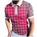 QWUVEDS Men's Spring/Summer Short Sleeve Zipper Plaid Print Casual Sports Suit Travel Bag Pink 3XL