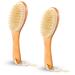 2 Pcs Dry Brushing Body Brush Natural Boar Bristle Body Brush Dry Skin Scrub Brushes with Contoured Wooden Dry Brushes for Back Legs Feet Exfoliates Dead Skin