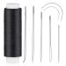 Ftyiwu Waxed Thread 32 Yards (Black)  Leather Sewing Waxed Thread with Hand Sewing Needles  Leather Sewing Thread Set for Home Upholstery Carpet Leather Canvas Repair and Sewing