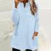 AMhomely Women's Plus Size Double Fleece Hoodie with Pocket - Soft Teddy Fleece Pullover - V Neck Sweatshirt for Winter - Lounge Top - Blue - Size M - Buy Online on SooperMarket.com