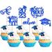 Pack of 24 Graduation Cake Decorations Graduation Cupcake Toppers Graduation Cake Decorations Cake Toppers for Graduation Parties Graduation Proms Dark Blue