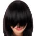 MapofBeauty 18 Inch/45 cm Layered Bangs Straight Synthetic Fiber Shoulder Length Hair Daily Use Wig (Black) - Buy Online on SooperMarket.com