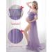 FEOYA Maxi Maternity Dress - Chiffon Lace Strapless Gown for Pregnant Women Photography, Full Length Purple - Buy Online on SooperMarket.com