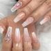 Leuhiove Glitter Gradient Pink Press on Nails Medium Ballerina Fake Nails Luxurious Crystal Gem Design False Nails with Glue on Nails Bling Artificial Acrylic Nails Bling Square Stick on Nails for Women Girls Bling nails...