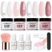 AZUREBEAUTY 12 PCS Portable Dip Powder Nail Starter Kit, Nude Pink Glitter Transparent Neutral Skin 4 Colors Dipping Powder Set, French Nail Art Base Top Coat Activator Essential Liquid Manicure DIY Salon C-Gentle Lady
