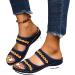2023 Women's Orthopedic Arch Support Sandals - Blue Leather Diabetic Walking Wedge Sandals for Wide Width Comfort - Buy Online on SooperMarket.com