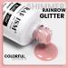 RARJSM Nude Rubber Base Gel Nail Polish - 15ml Iridescent Light Pink Rubber Builder Gel with Rainbow Glitter for French Manicure - Quick Extend & Soak Off - Buy Online on SooperMarket.com