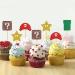 MonMon & Craft Mario Cupcake Toppers - Girls Boys Children Birthday Cupcake Toppers - Video Game Dessert Decor - Baby Shower Birthday Party Decorations Glitter - 24 Pcs - Buy Online on SooperMarket.com