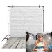 Allenjoy Fabric 5x7FT White Brick Wall with Wooden Floor Photography Backdrops Photo Background for Newborn Baby Photoshoot Photographer Props 5x7ft(150x215cm)