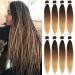 Leeven 26 Inch Pre Stretched Braiding Hair 8 Packs Yaki Braiding Hair Extensions for Box Braids Ombre Crochet Braids Hot Water Setting Pre Stretched Braiding Hair Extensions EZ Braids 1B/30/27# 26 Inch (Pack of 8) 1B/30/27#