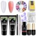 Poly Gel Nail Kit, Poly Extension Gel Crystal Clear Builder Nail Gel kit for Beginners Trial Nail Enhancement Set Nail Art DIY Clear Pink