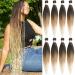 Leeven 8 Packs Pre Stretched Braiding Hair 26 Inch Yaki Texture Ombre Brading Hair Extensions for Box Braids Kanekalon Hair Fiber Crochet Hair Extensions for Braiding /26 Inch 1B/27/613# 26 Inch (Pack of 8) 1B/27/613#