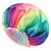 Mikimini Large shower hood for women with long hair 2 pieces double-lined waterproof XL reusable washable soft rainbow fashion shower XL (2 Pack) Rainbow