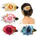 4 Pack Artificial Rose Flower Metal Hair Side Combs Slide Hair Clips With Teeth Floral Hair Bows Hairpins Barrettes Wedding Headpieces Holiday Party Bun Chignon Twist Hair Holder Accessories for Women