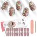 Kalolary 20PCS Luminous Glitter Cured Gel Nail Polish Strips Glow in the Dark Adhesive Full Wrap Gel Nail Art Sticker Waterproof Gel Nail Wrap Stickers with Nail File and Stick (Rose)