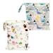 CQQNIU 2 Pcs Baby Waterproof Diaper Organizer Washable Reusable Double Zipper Diaper Day Care Wet Bag For Swimwear Baby Products (Dinosaurs Letters)