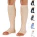 NEWZILL Graduated Medical Compression Socks 20-30 mmHg Knee-high Open Toe for Women & Men Circulation (as1, alpha, s, m, regular, regular, Beige, S/M) Small-Medium Beige