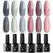 Ur Sugar UV Nailack/Shellac Set 6 Geln gel Colors Nude Gray Color Gel For Rosa Gellack Nail Design Sets Bride Wedding Topic/Valentine's Day Gel for Manicure Nail Design